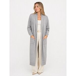 Express Long Duster Wool Modal Cardigan M Softgirl Minimalist Cozy Quiet Luxury